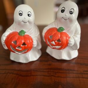 Pair of Halloween Ghost votive candle holders
